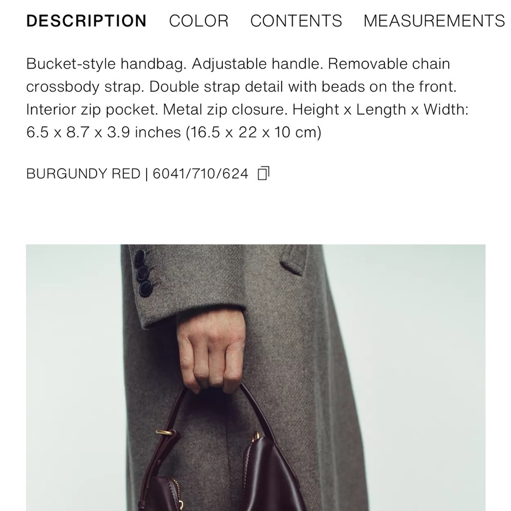Zara NWT dark burgundy faux leather bag - Picture 3 of 9